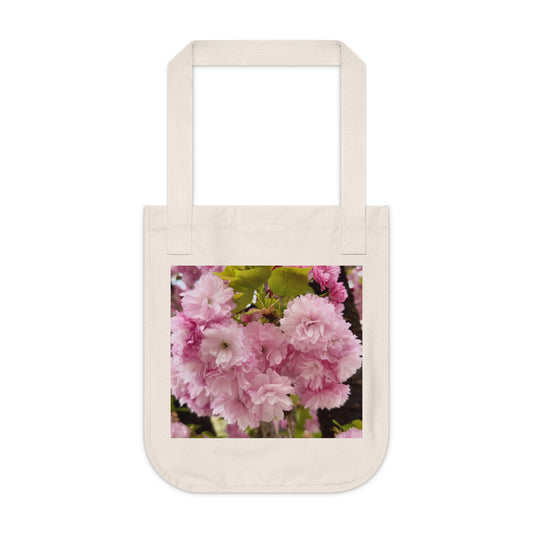 Pink Cherry Blossoms Organic Tote Bag, Eco-Friendly Reusable Shopping Bag, Spring Bag, Gift for Her, Sustainable Fashion