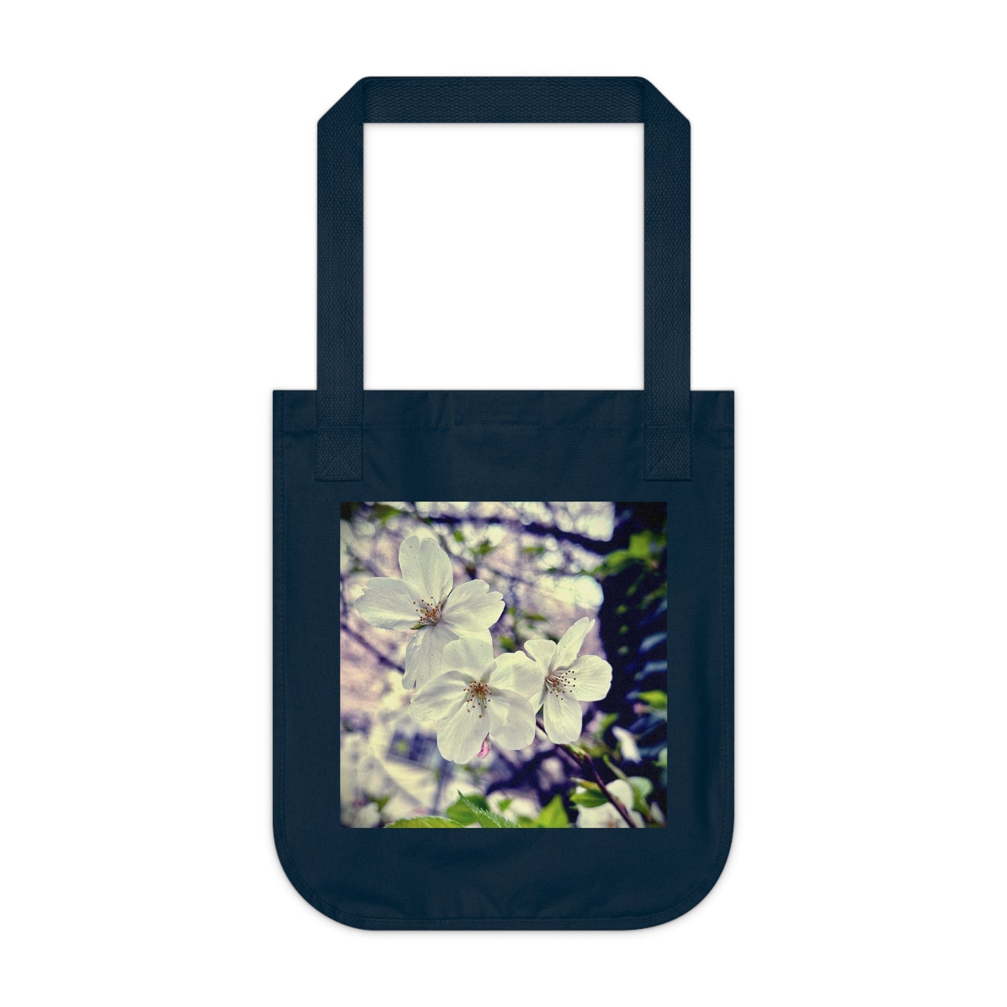 Cherry Blossoms Organic Canvas Tote Bag, Eco-Friendly Shopping Bag, Reusable Grocery Tote, Beach Bag, Gift for Nature Lovers