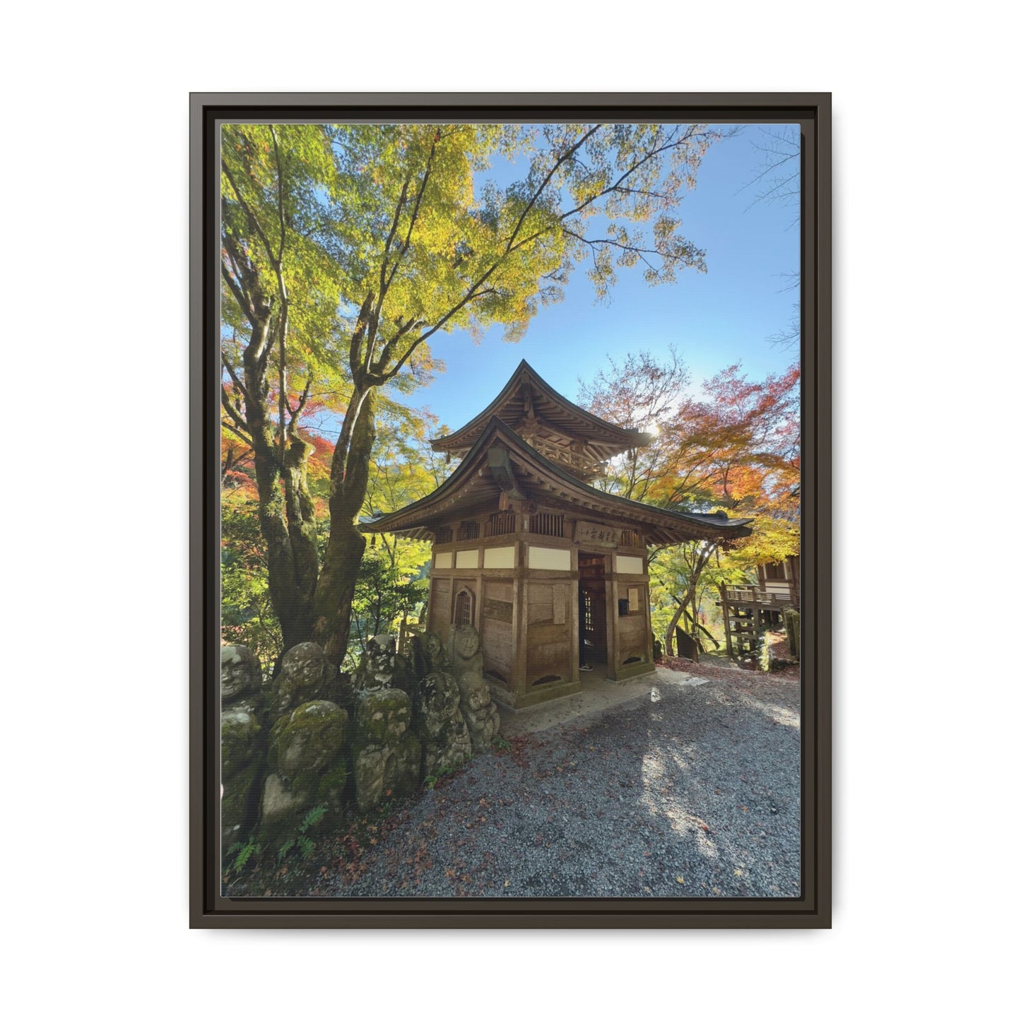 Traditional Japanese Garden Temple Framed Canvas Print — Serene Architecture Wall Art