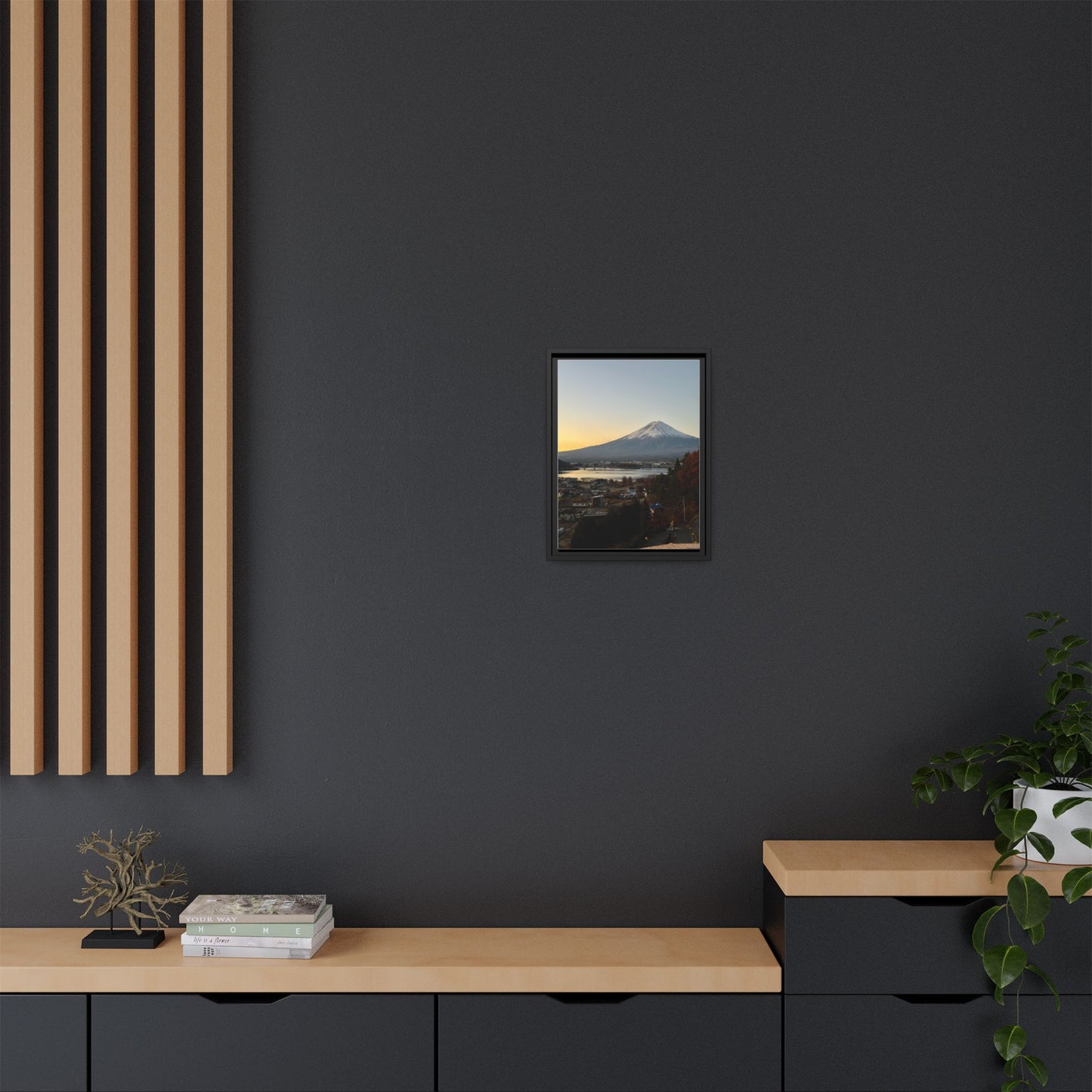 Mount Fuji at Sunset Framed Canvas Print — Japanese Landscape Wall Art
