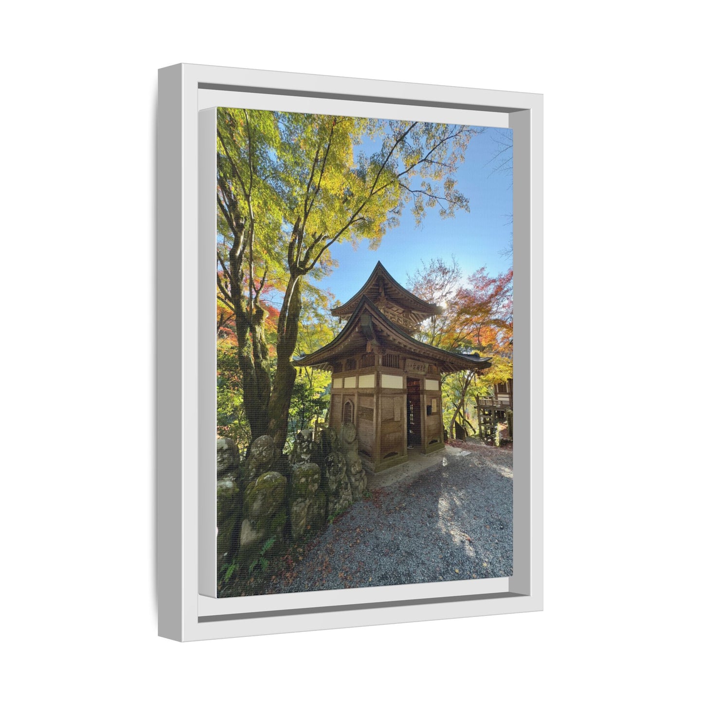 Traditional Japanese Garden Temple Framed Canvas Print — Serene Architecture Wall Art