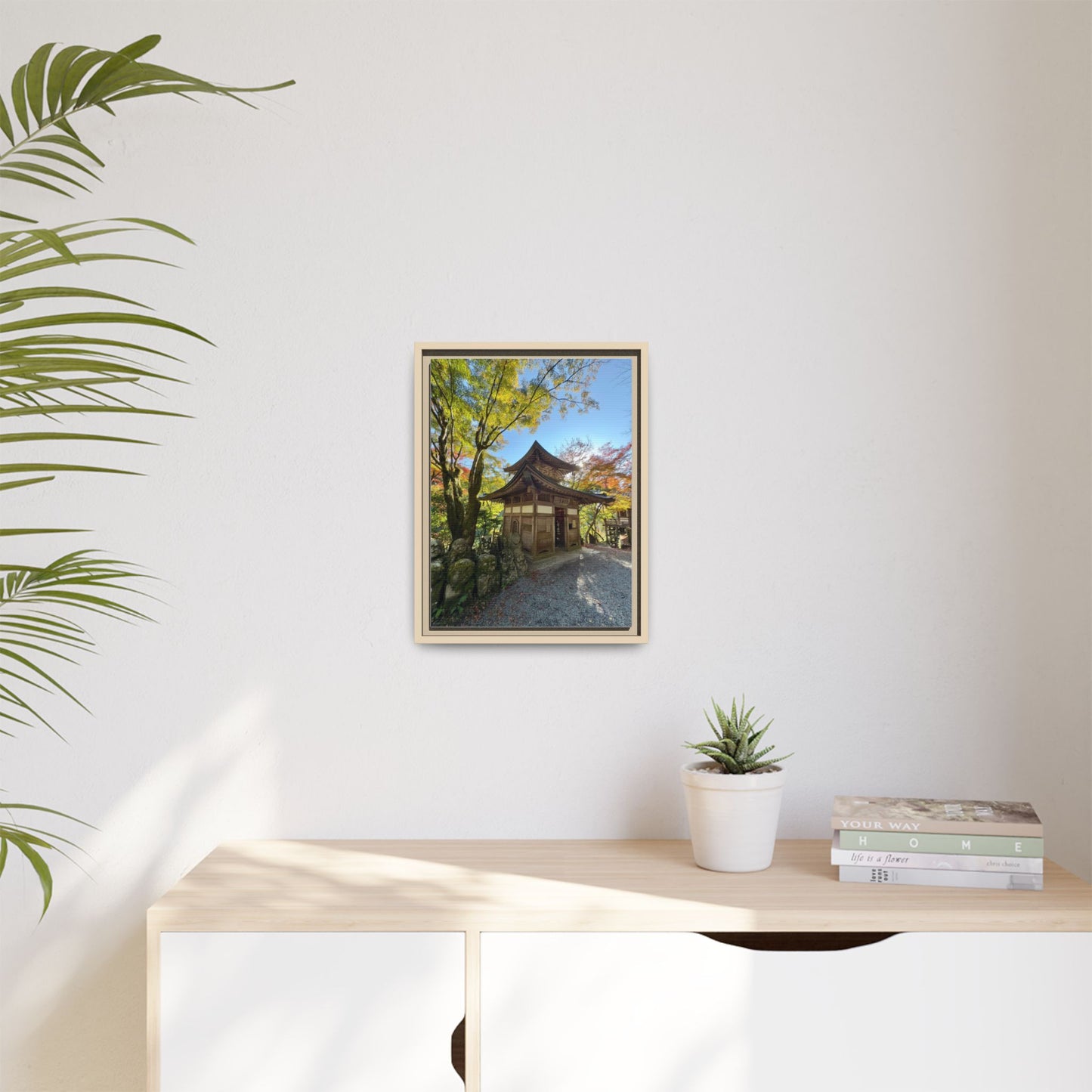Traditional Japanese Garden Temple Framed Canvas Print — Serene Architecture Wall Art