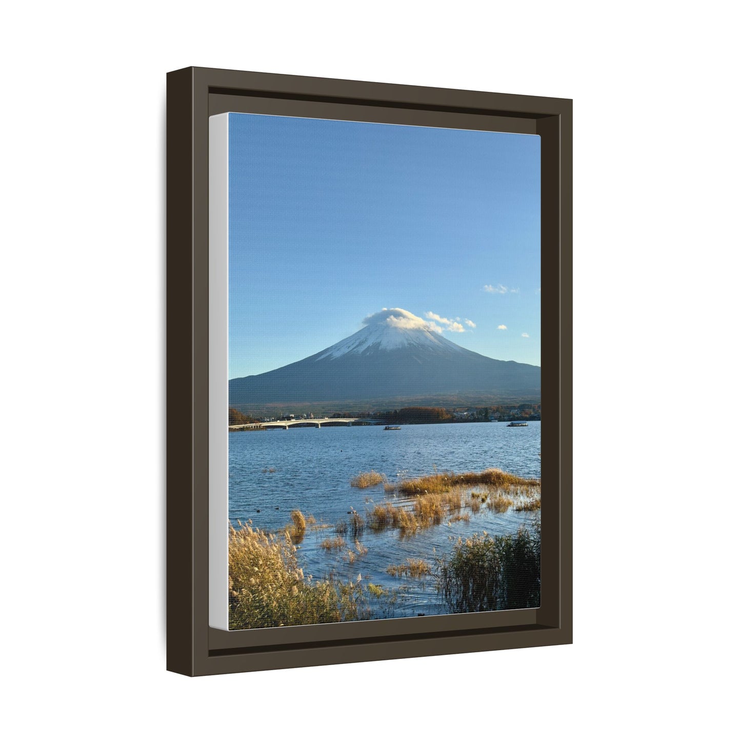 Mount Fuji Lake Framed Canvas Print — Japanese Landscape Wall Art
