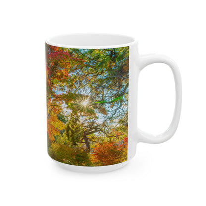 Kyoto Maple Coffee Mug — Vivid Red Autumn Fall Foliage Cup, Japanese Décor Gift