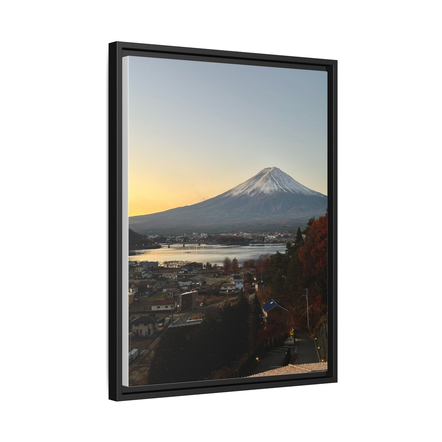 Mount Fuji at Sunset Framed Canvas Print — Japanese Landscape Wall Art