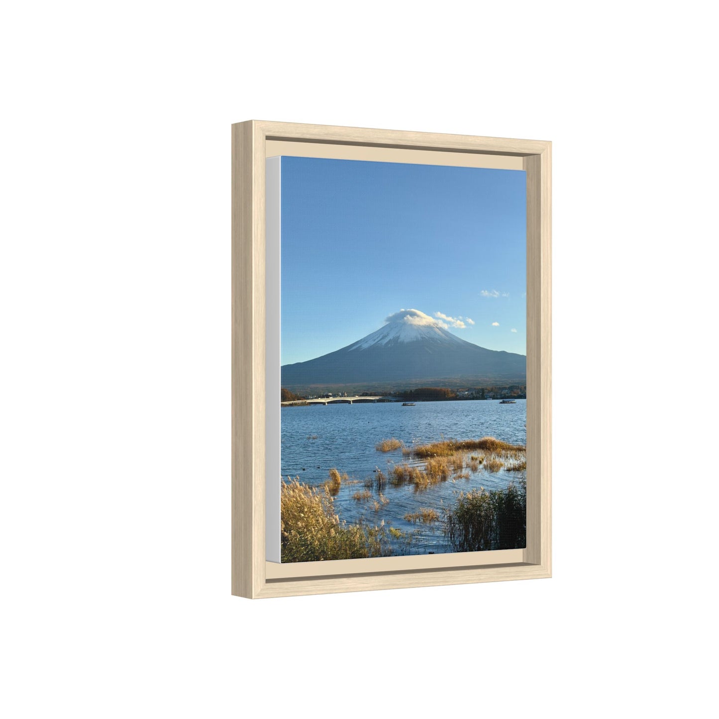 Mount Fuji Lake Framed Canvas Print — Japanese Landscape Wall Art