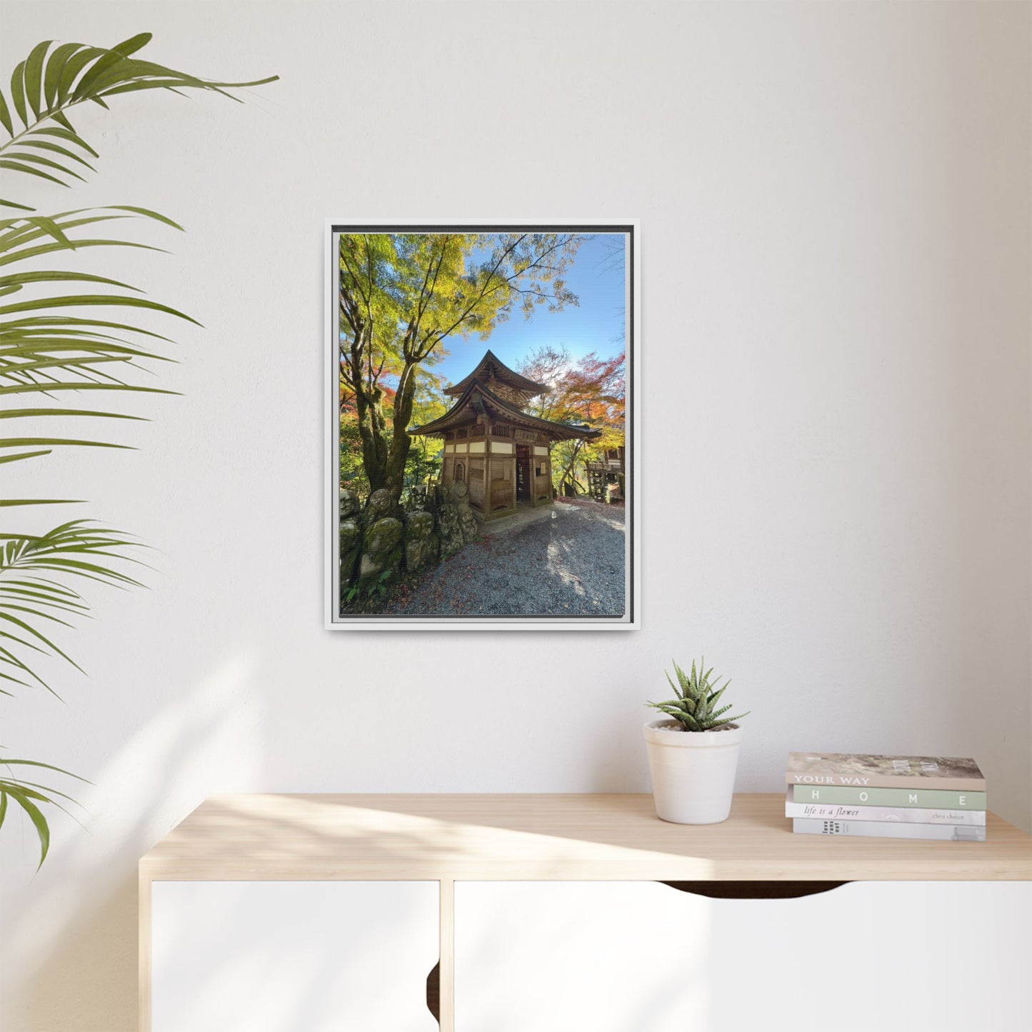 Traditional Japanese Garden Temple Framed Canvas Print — Serene Architecture Wall Art