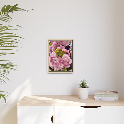 Pink Cherry Blossoms Framed Canvas Print — Japanese Spring Floral Wall Art
