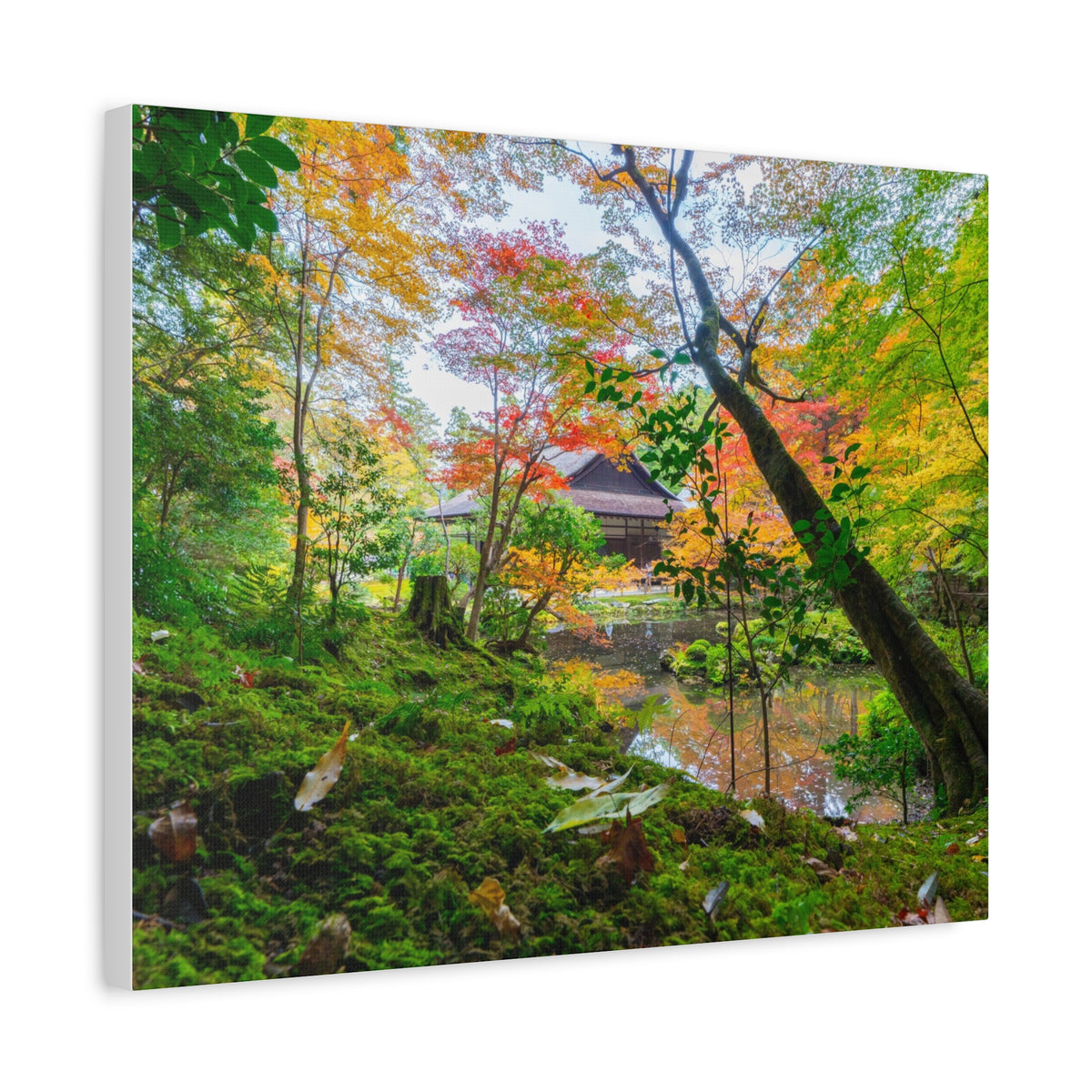 Nanzen-ji Moss Garden Autumn Canvas — Kyoto Maple Forest Zen Wall Art, Japan