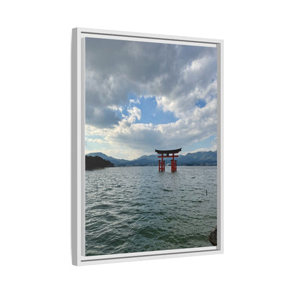 Miyajima Torii Gate Framed Canvas Print — Serene Japanese Coastal Wall Art