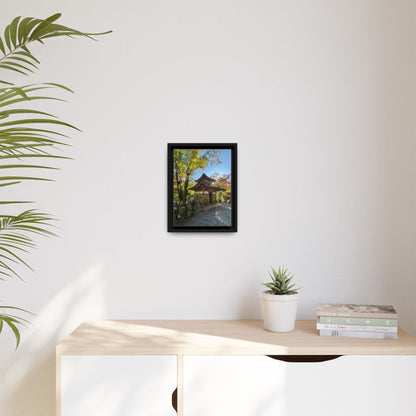 Traditional Japanese Garden Temple Framed Canvas Print — Serene Architecture Wall Art