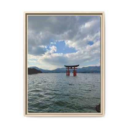 Miyajima Torii Gate Framed Canvas Print — Serene Japanese Coastal Wall Art