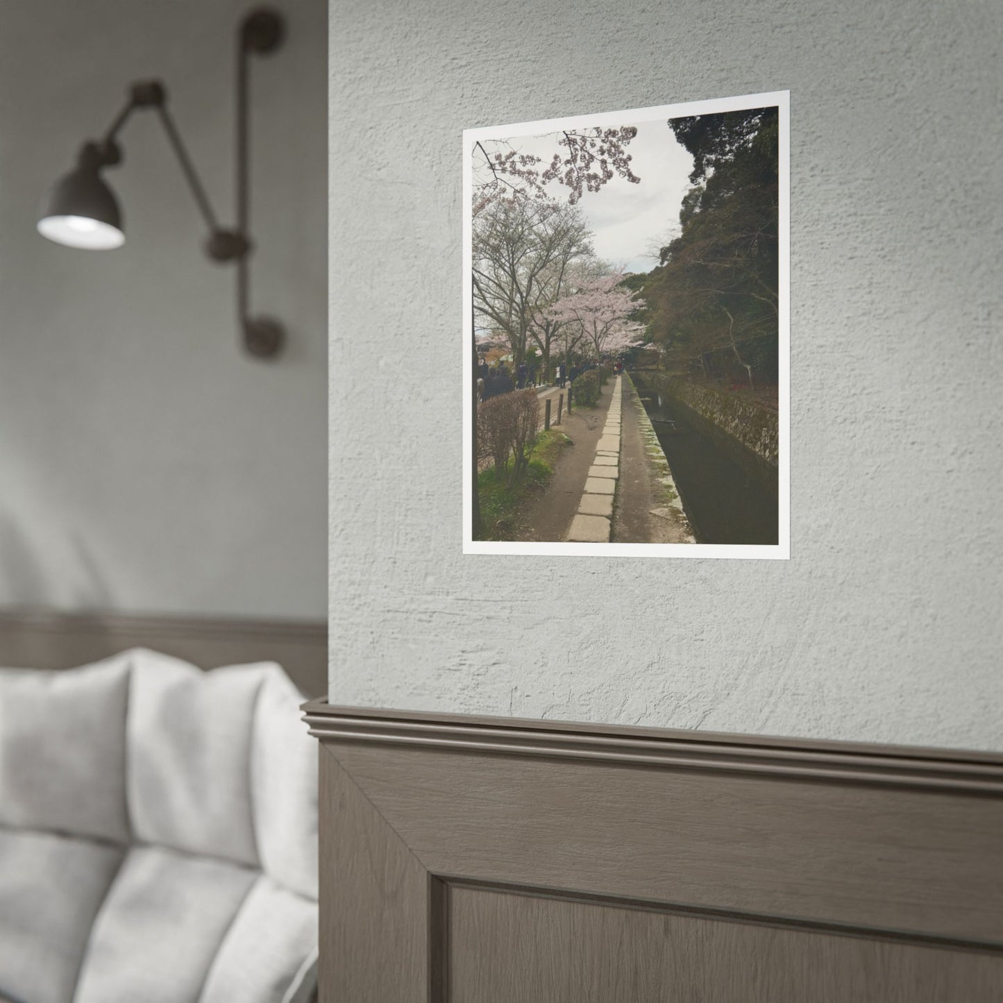 Cherry Blossom Path Rolled Poster — Japanese Garden Wall Art