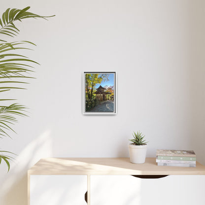 Traditional Japanese Garden Temple Framed Canvas Print — Serene Architecture Wall Art