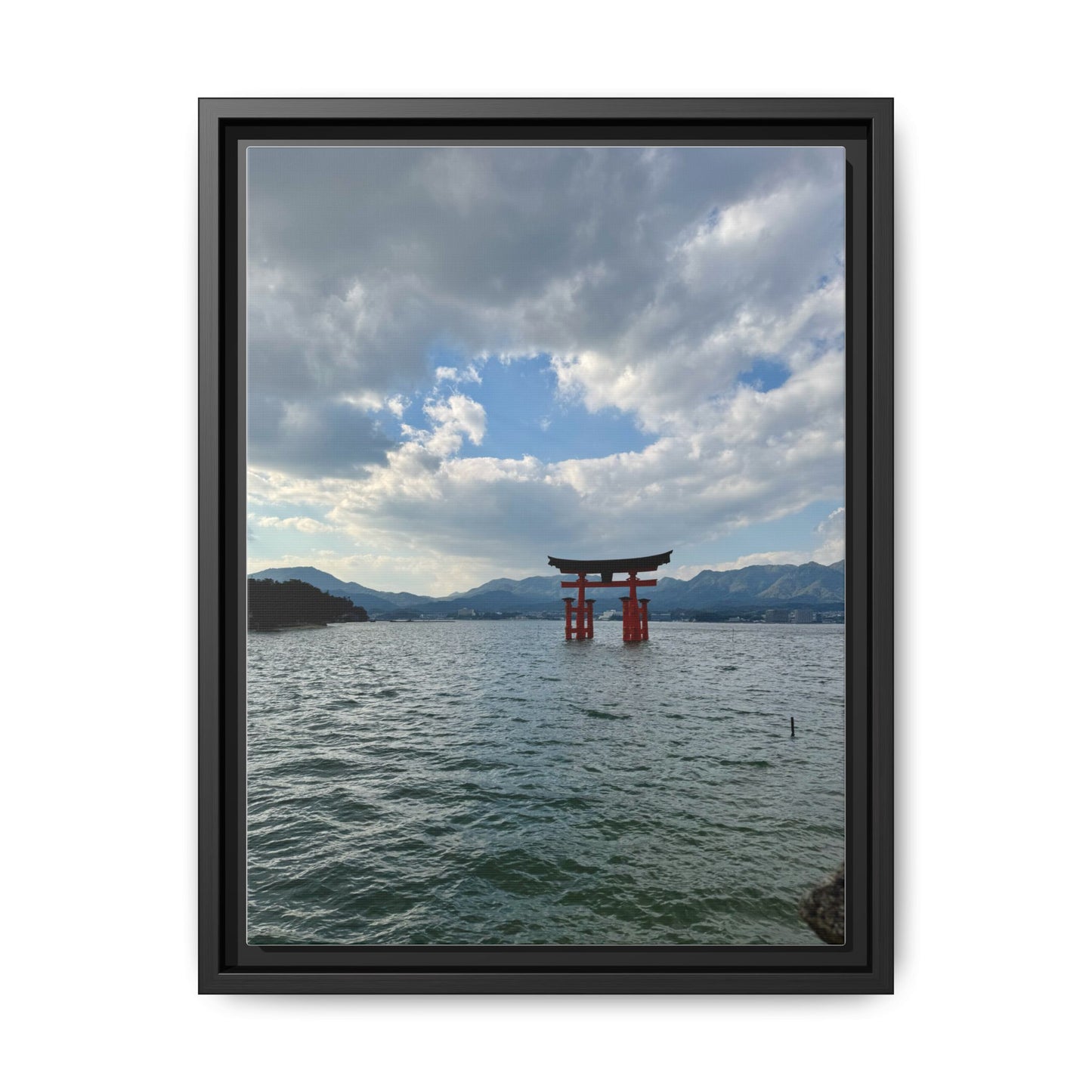 Miyajima Torii Gate Framed Canvas Print — Serene Japanese Coastal Wall Art