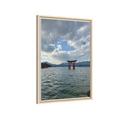 Miyajima Torii Gate Framed Canvas Print — Serene Japanese Coastal Wall Art