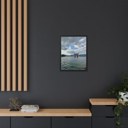 Miyajima Torii Gate Framed Canvas Print — Serene Japanese Coastal Wall Art