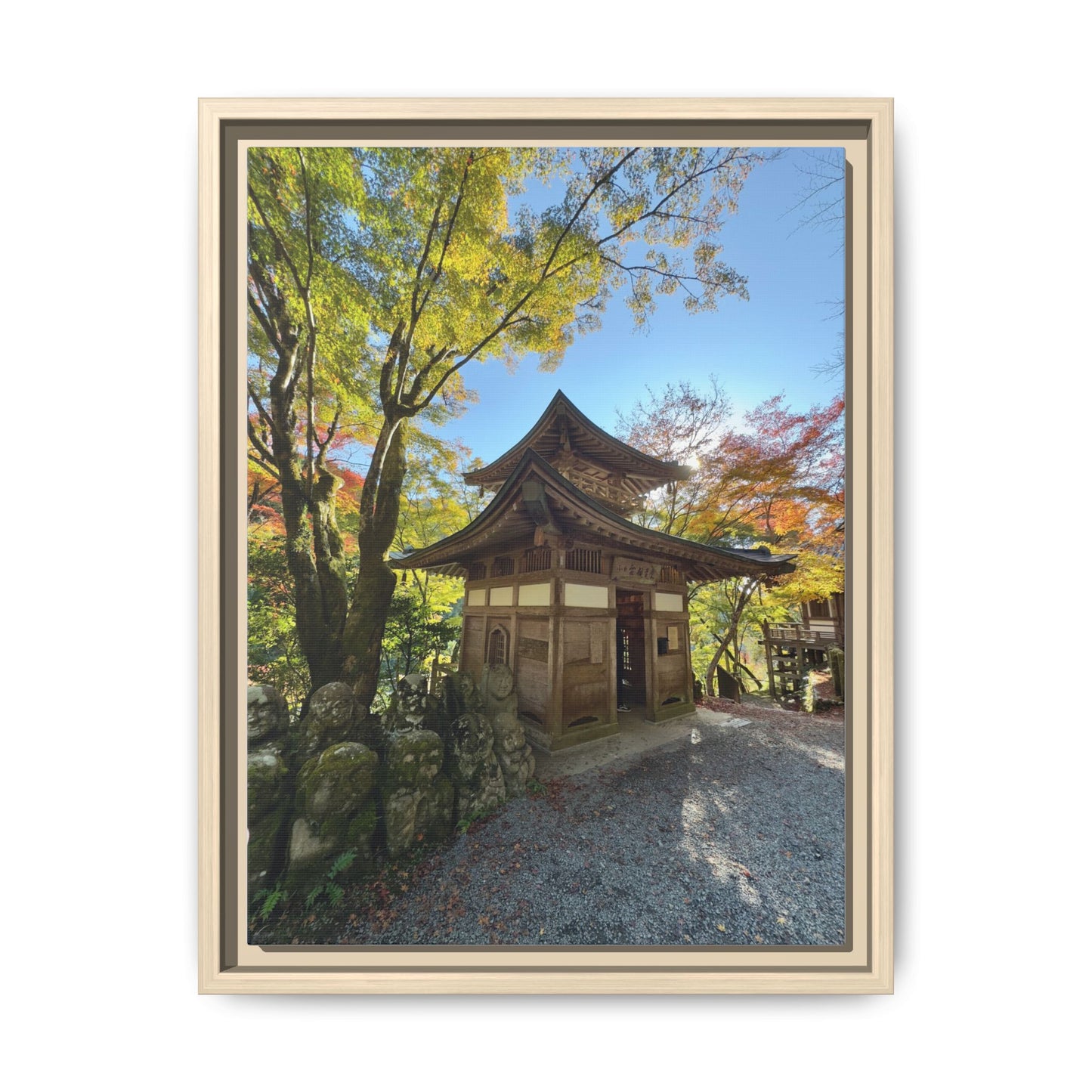 Traditional Japanese Garden Temple Framed Canvas Print — Serene Architecture Wall Art
