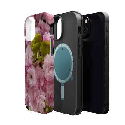 Cherry Blossoms Magnetic Floral Phone Cases, Impact-Resistant Phone Covers, Pink Cherry Blossom Cases, Unique Tech Accessories, Cute Gift for Her