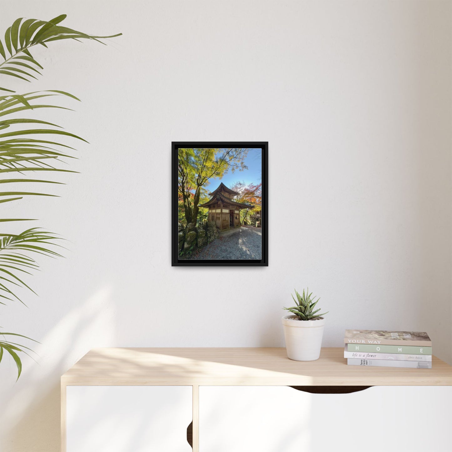 Traditional Japanese Garden Temple Framed Canvas Print — Serene Architecture Wall Art