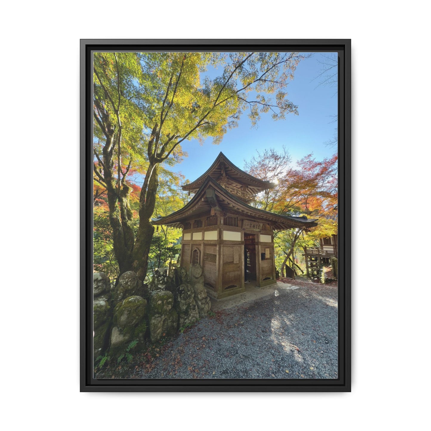Traditional Japanese Garden Temple Framed Canvas Print — Serene Architecture Wall Art