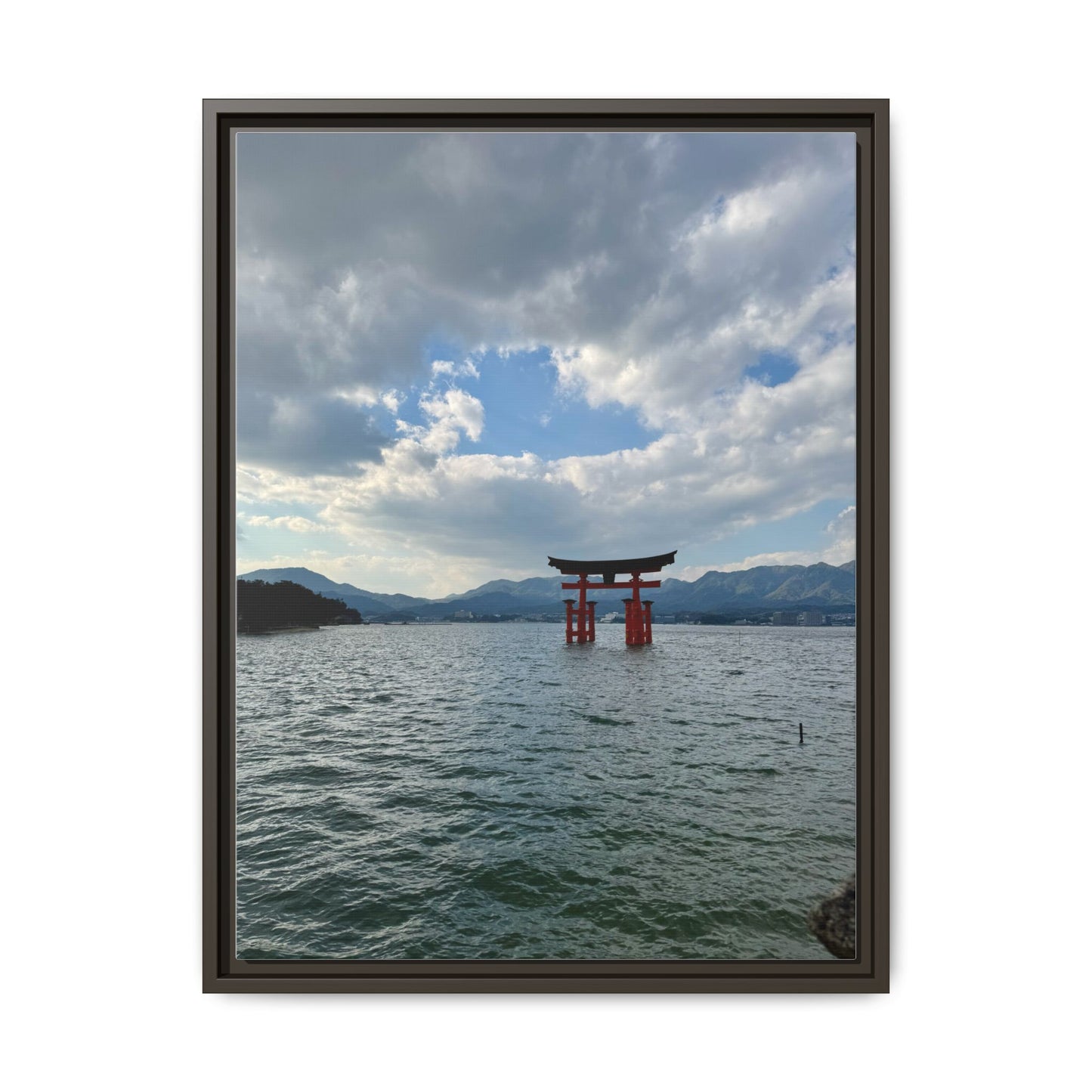 Miyajima Torii Gate Framed Canvas Print — Serene Japanese Coastal Wall Art