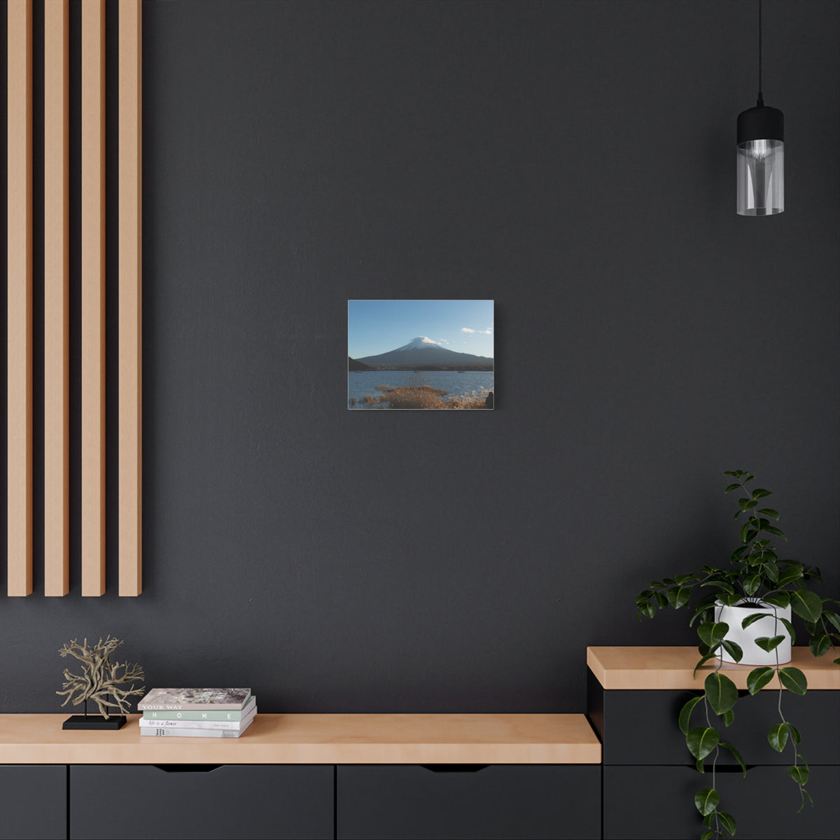 Mount Fuji Autumn Canvas — Lake Kawaguchi Golden Reeds & Reflection Wall Art, Japan