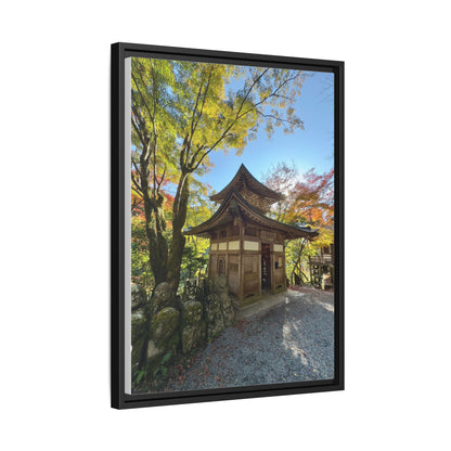 Traditional Japanese Garden Temple Framed Canvas Print — Serene Architecture Wall Art