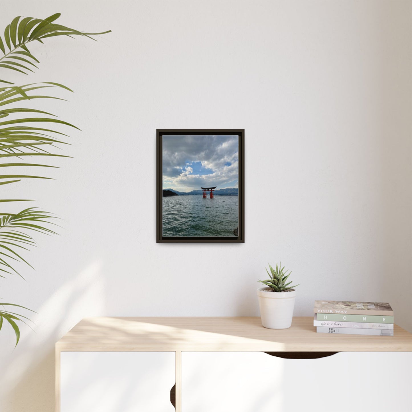 Miyajima Torii Gate Framed Canvas Print — Serene Japanese Coastal Wall Art