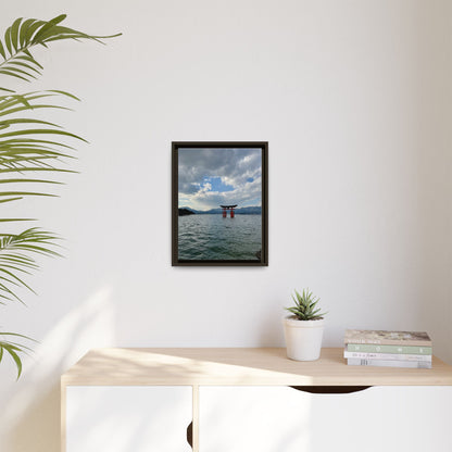 Miyajima Torii Gate Framed Canvas Print — Serene Japanese Coastal Wall Art