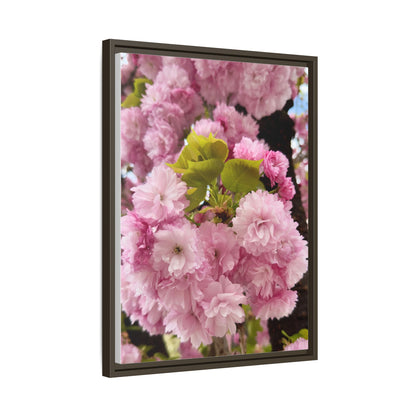 Pink Cherry Blossoms Framed Canvas Print — Japanese Spring Floral Wall Art