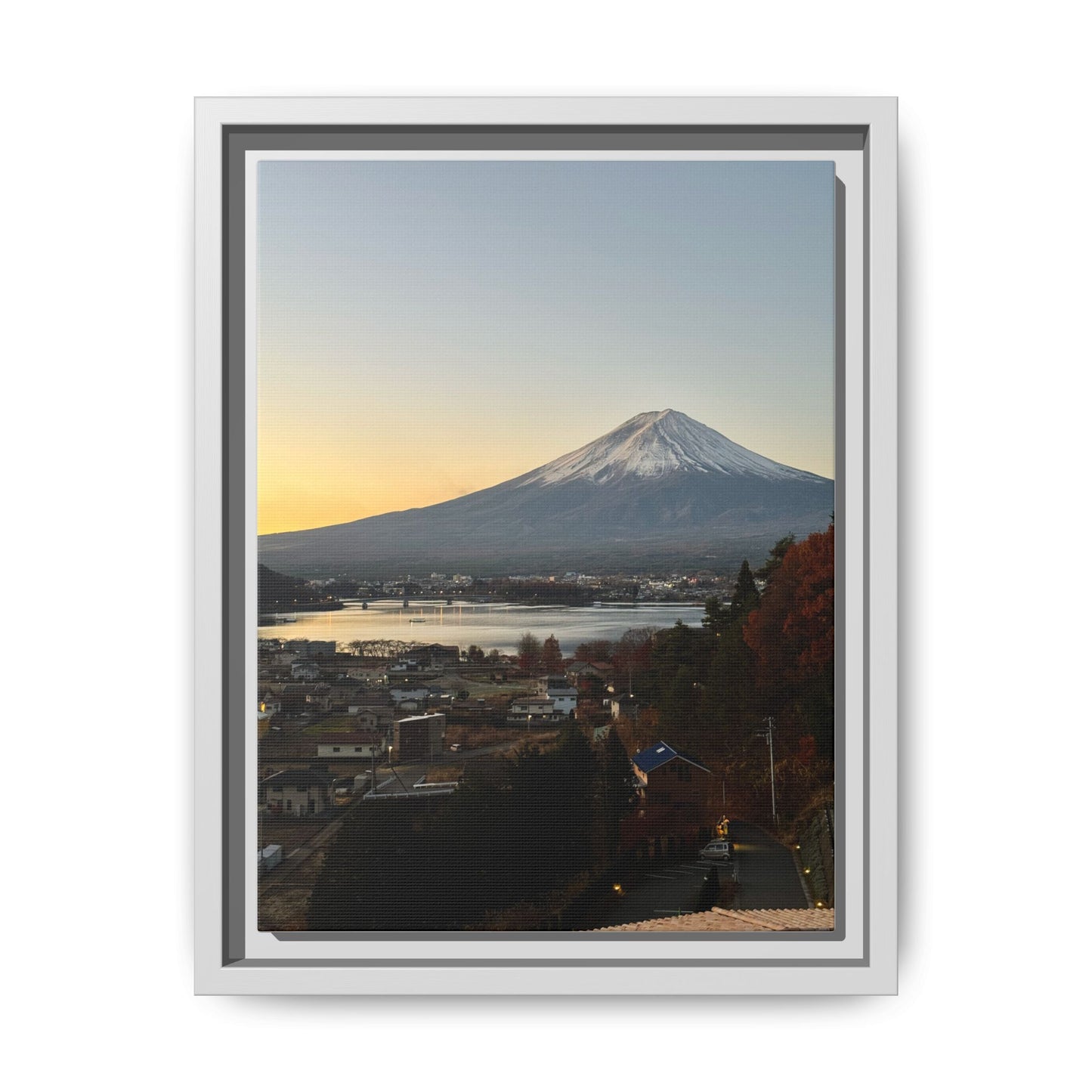 Mount Fuji at Sunset Framed Canvas Print — Japanese Landscape Wall Art