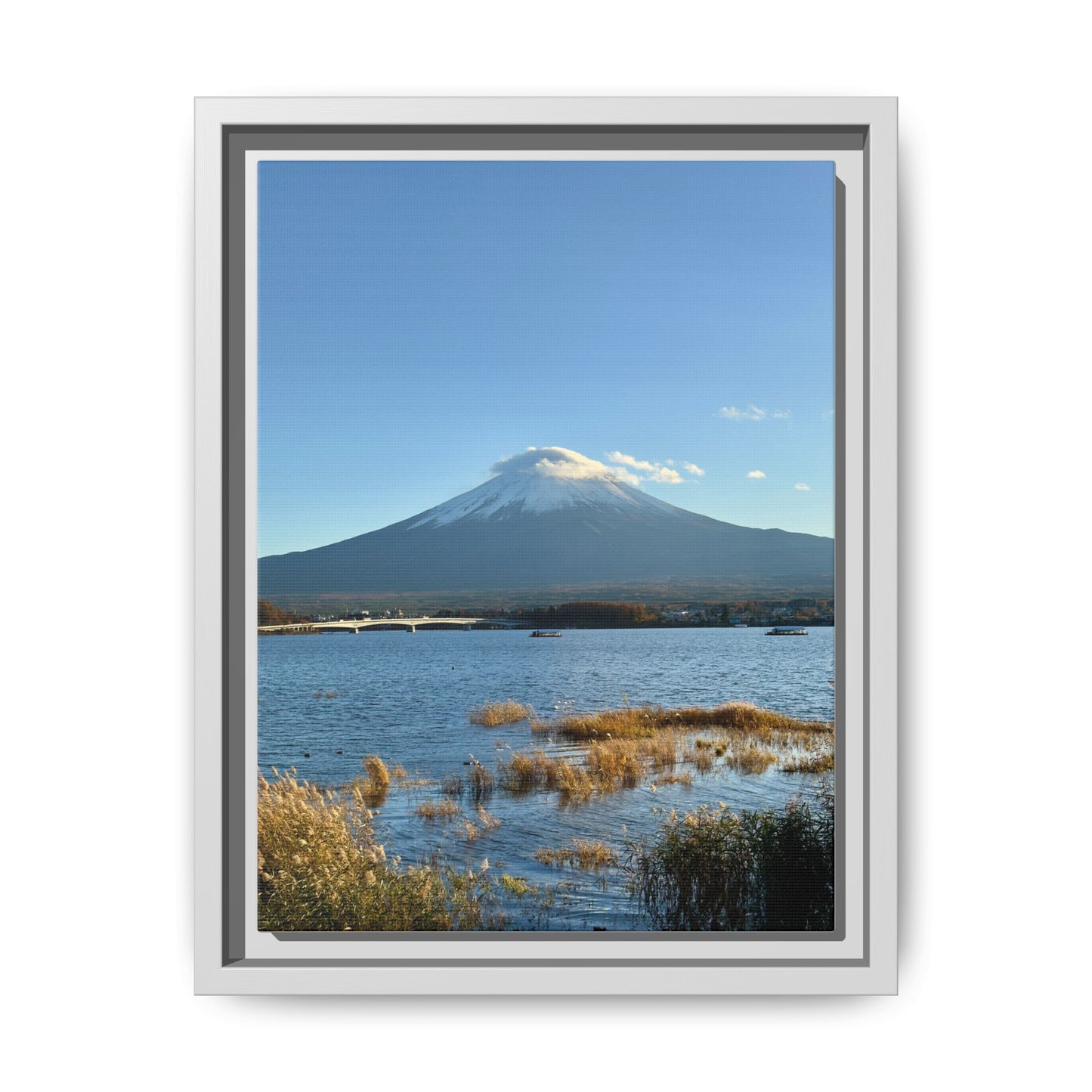 Mount Fuji Lake Framed Canvas Print — Japanese Landscape Wall Art