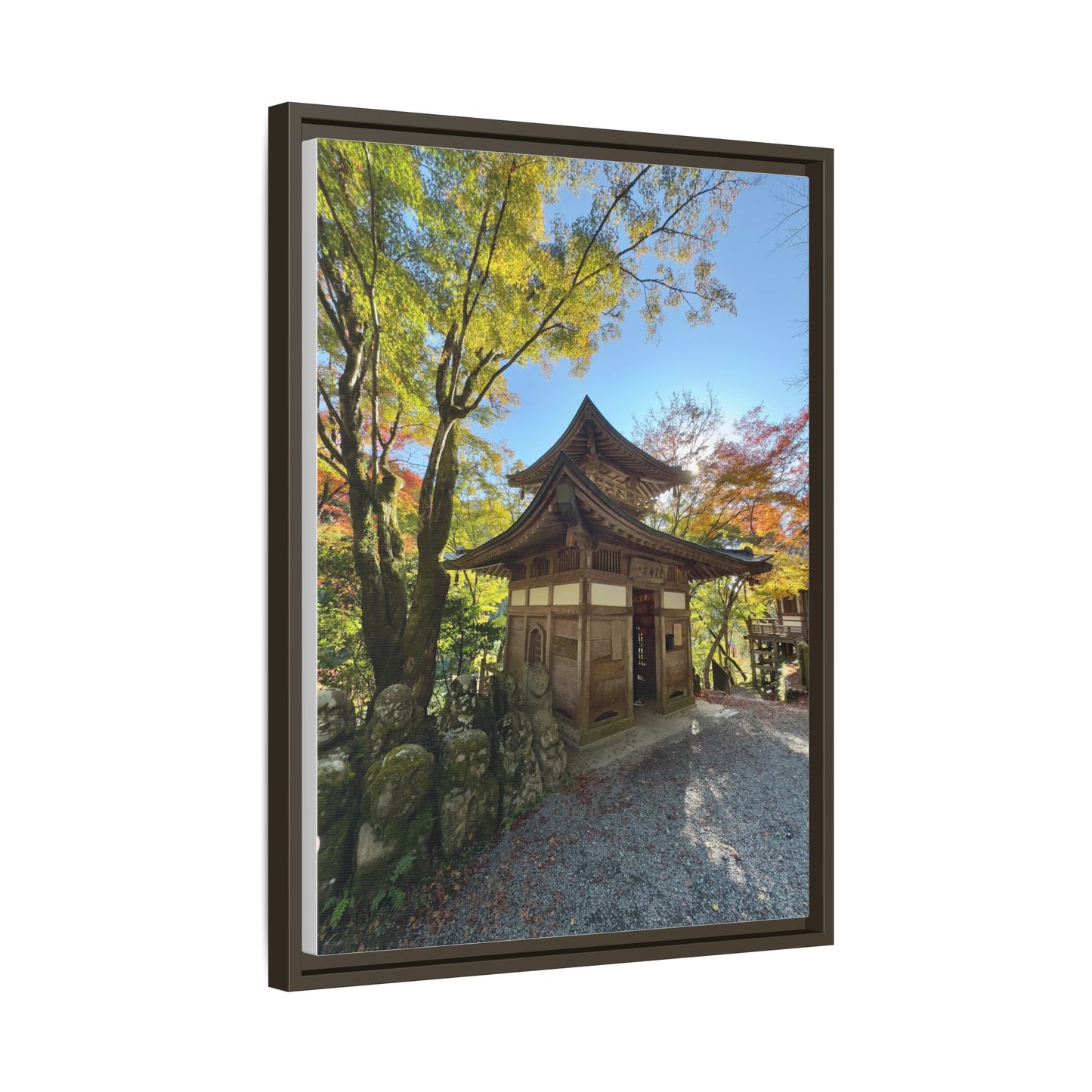 Traditional Japanese Garden Temple Framed Canvas Print — Serene Architecture Wall Art