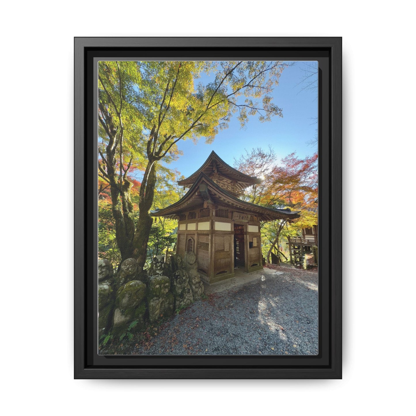 Traditional Japanese Garden Temple Framed Canvas Print — Serene Architecture Wall Art