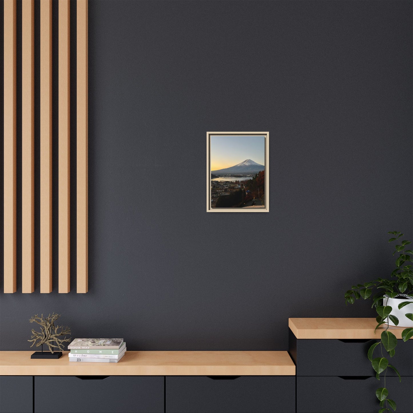 Mount Fuji at Sunset Framed Canvas Print — Japanese Landscape Wall Art