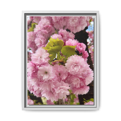 Pink Cherry Blossoms Framed Canvas Print — Japanese Spring Floral Wall Art