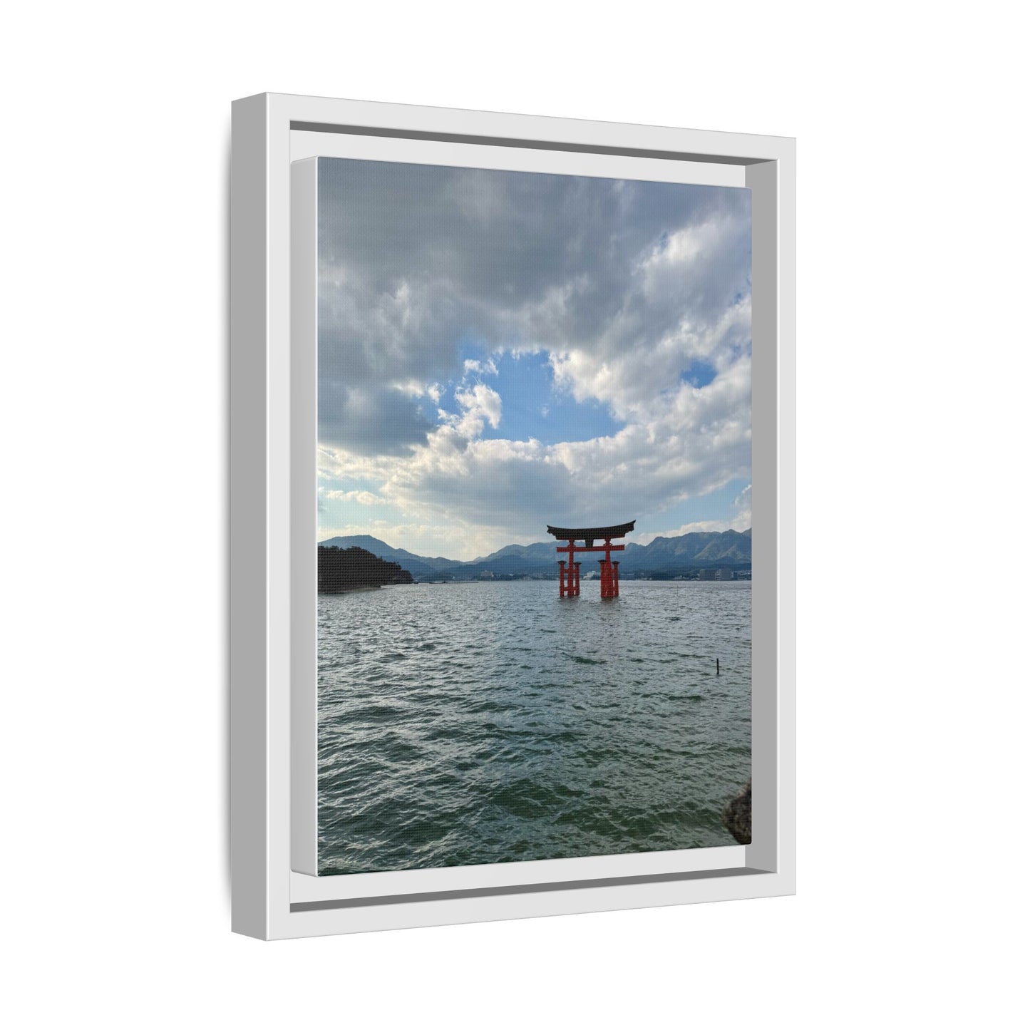 Miyajima Torii Gate Framed Canvas Print — Serene Japanese Coastal Wall Art