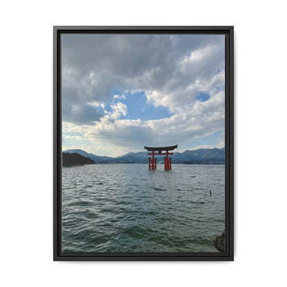 Miyajima Torii Gate Framed Canvas Print — Serene Japanese Coastal Wall Art