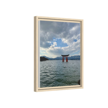 Miyajima Torii Gate Framed Canvas Print — Serene Japanese Coastal Wall Art