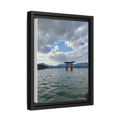 Miyajima Torii Gate Framed Canvas Print — Serene Japanese Coastal Wall Art