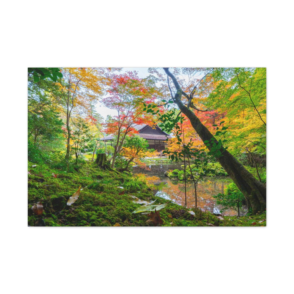 Nanzen-ji Moss Garden Autumn Canvas — Kyoto Maple Forest Zen Wall Art, Japan