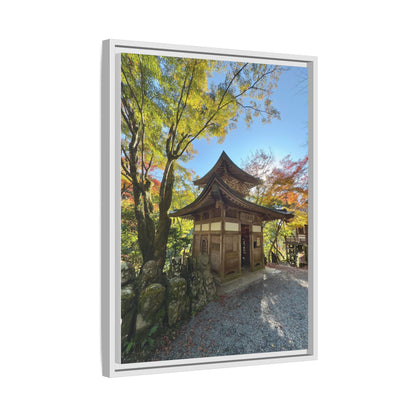 Traditional Japanese Garden Temple Framed Canvas Print — Serene Architecture Wall Art