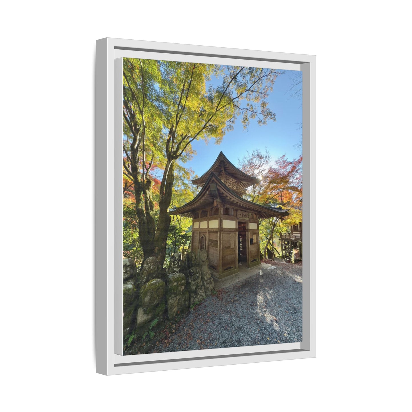 Traditional Japanese Garden Temple Framed Canvas Print — Serene Architecture Wall Art
