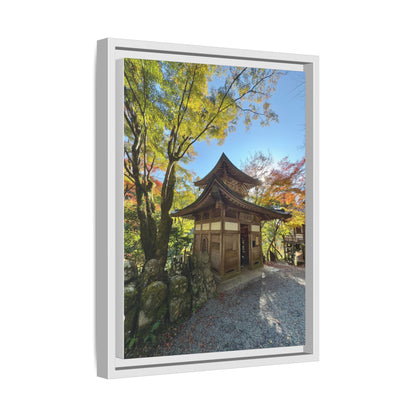 Traditional Japanese Garden Temple Framed Canvas Print — Serene Architecture Wall Art
