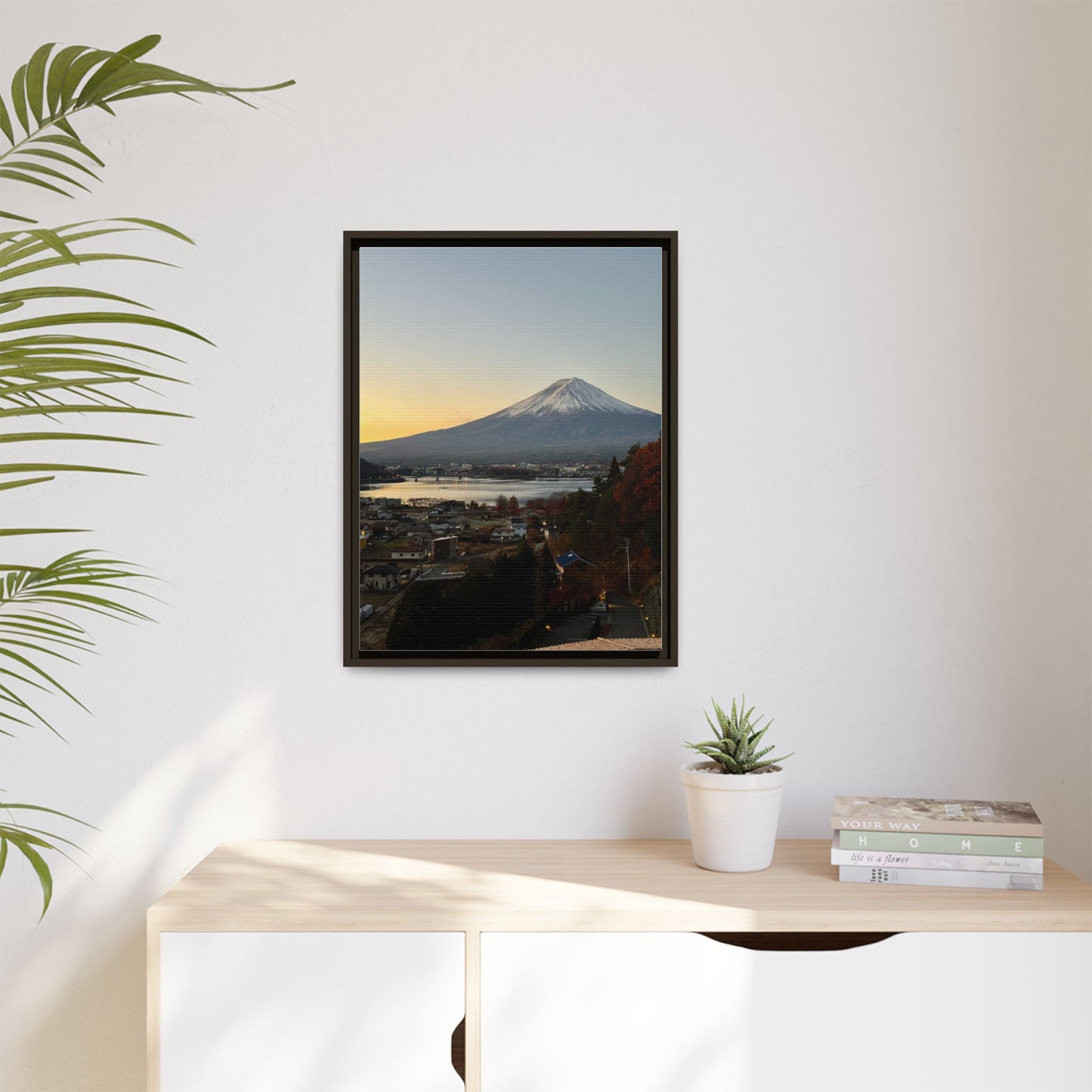 Mount Fuji at Sunset Framed Canvas Print — Japanese Landscape Wall Art
