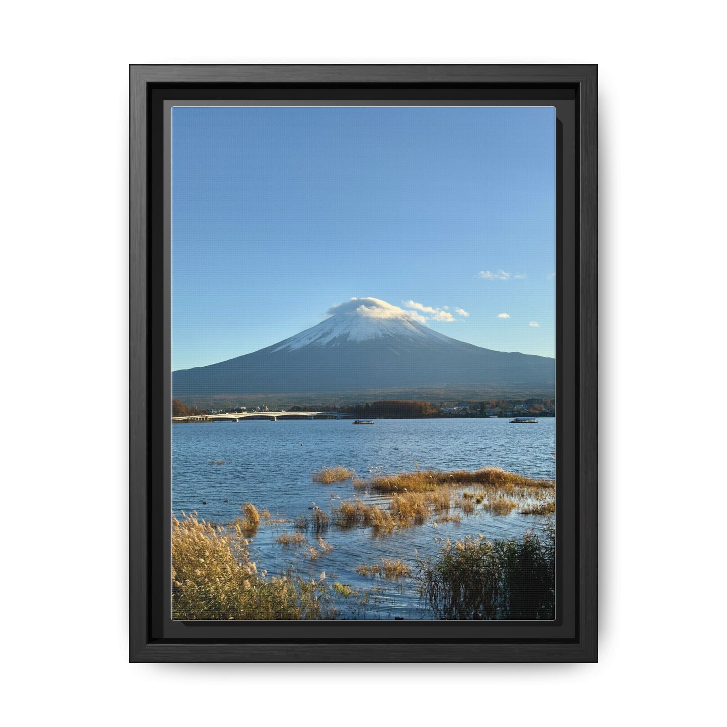 Mount Fuji Lake Framed Canvas Print — Japanese Landscape Wall Art
