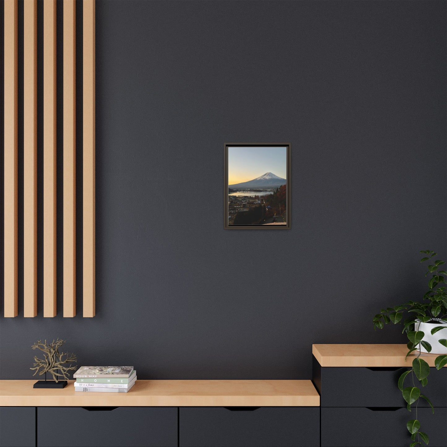 Mount Fuji at Sunset Framed Canvas Print — Japanese Landscape Wall Art