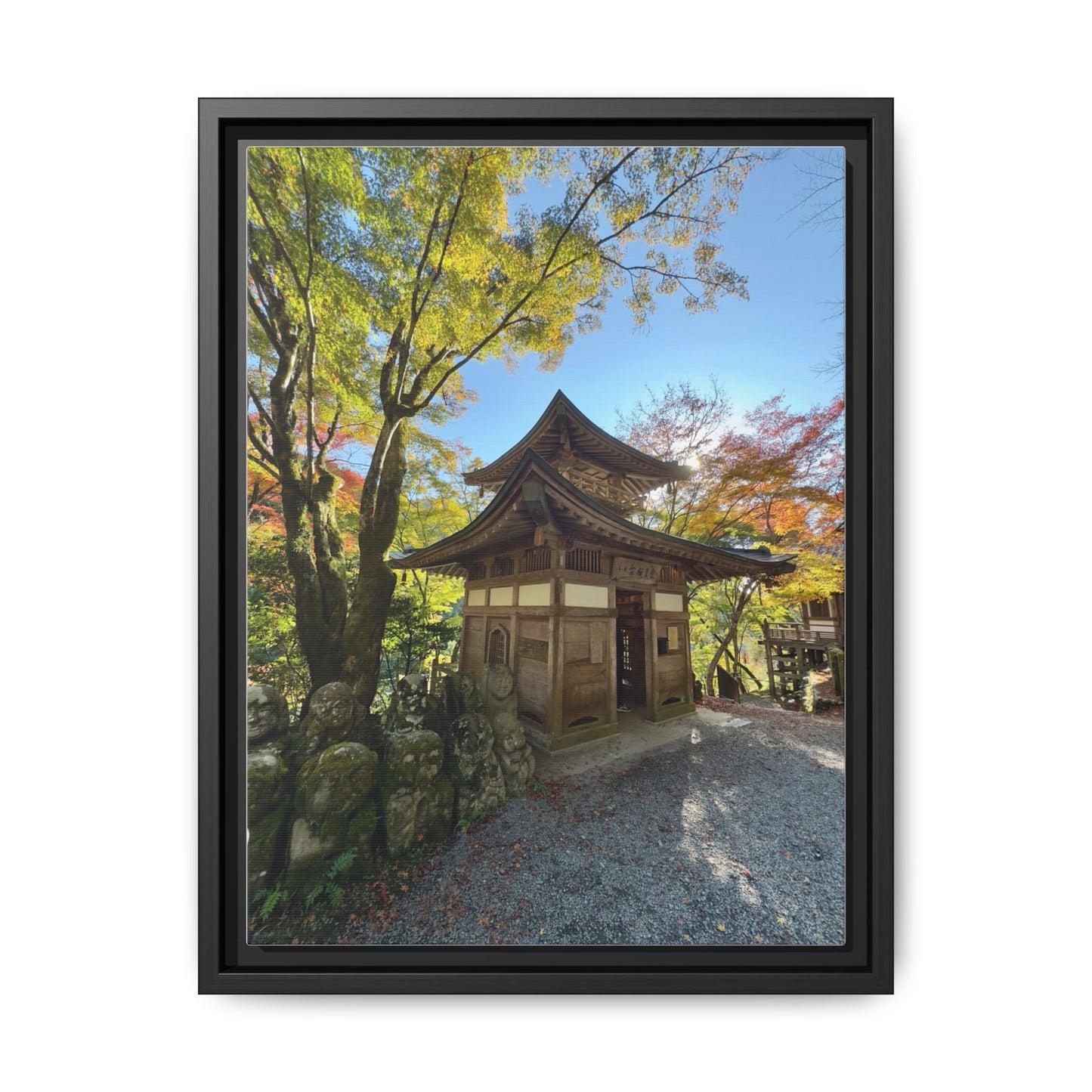 Traditional Japanese Garden Temple Framed Canvas Print — Serene Architecture Wall Art