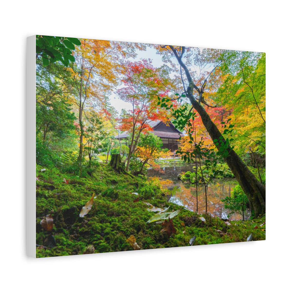 Nanzen-ji Moss Garden Autumn Canvas — Kyoto Maple Forest Zen Wall Art, Japan